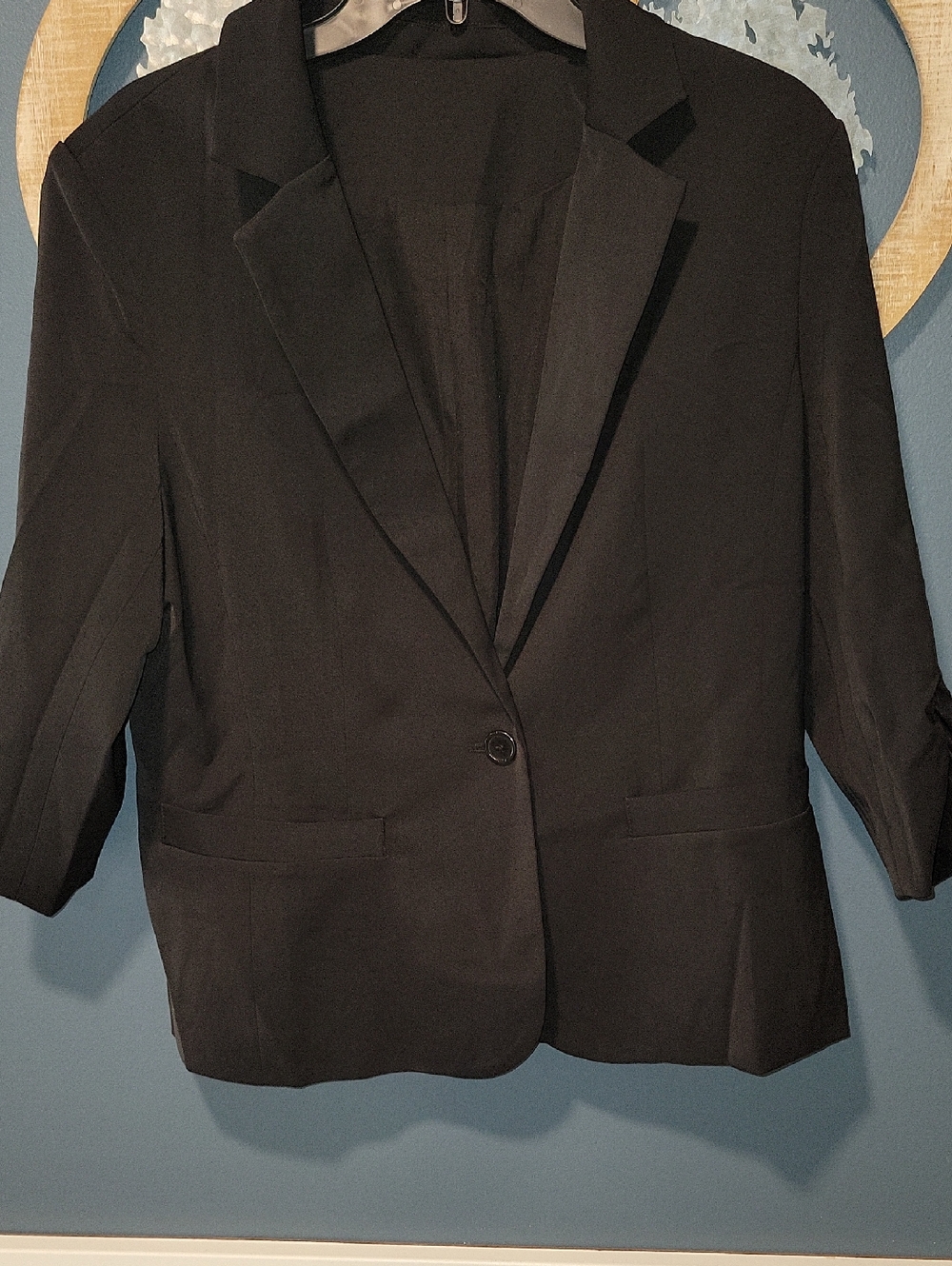 Woman's Black Polyester Jacket Size L -
